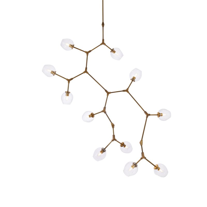 Elegant Lighting Cavoli 11 Lights Iron and Glass Chandelier in Brass