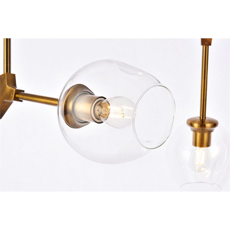 Elegant Lighting Cavoli 11 Lights Iron and Glass Chandelier in Brass