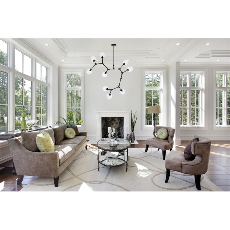 Elegant Lighting Cavoli 9 Lights Iron and Glass Chandelier in Black