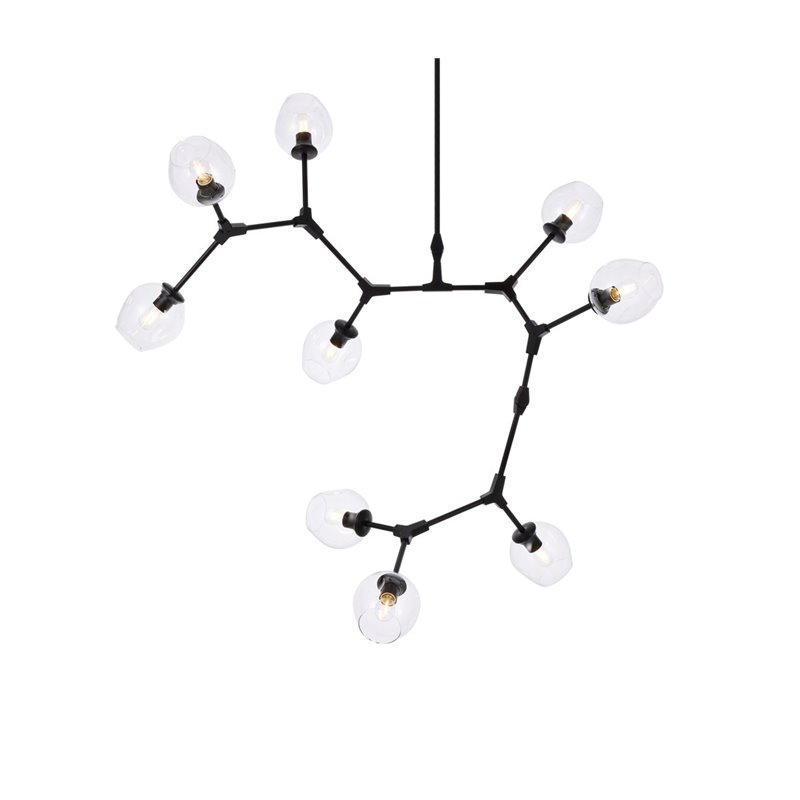 Elegant Lighting Cavoli 9 Lights Iron and Glass Chandelier in Black