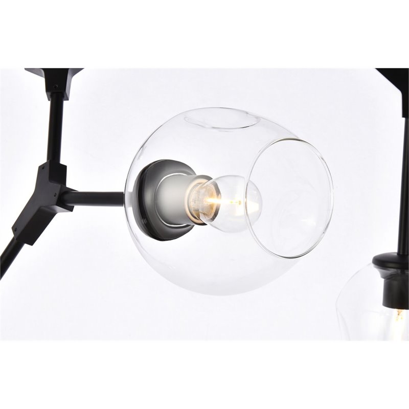 Elegant Lighting Cavoli 9 Lights Iron and Glass Chandelier in Black