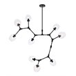 Elegant Lighting Cavoli 9 Lights Iron and Glass Chandelier in Black