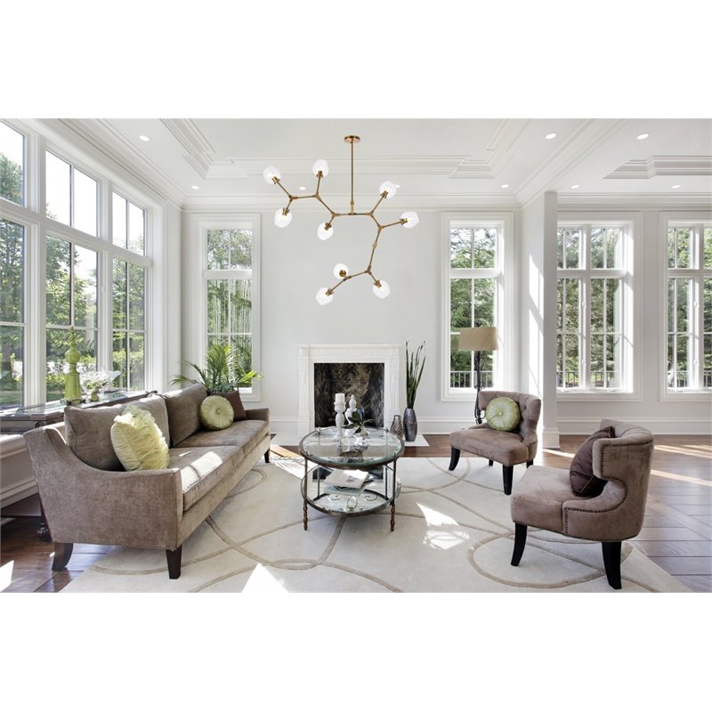 Elegant Lighting Cavoli 9 Lights Iron and Glass Chandelier in Brass