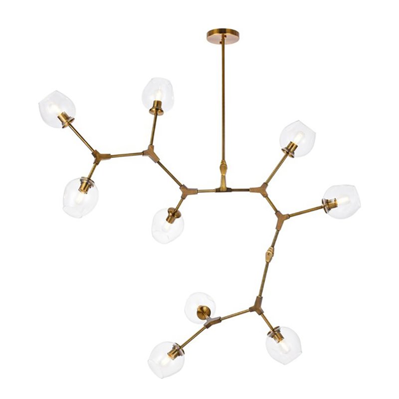 Elegant Lighting Cavoli 9 Lights Iron and Glass Chandelier in Brass