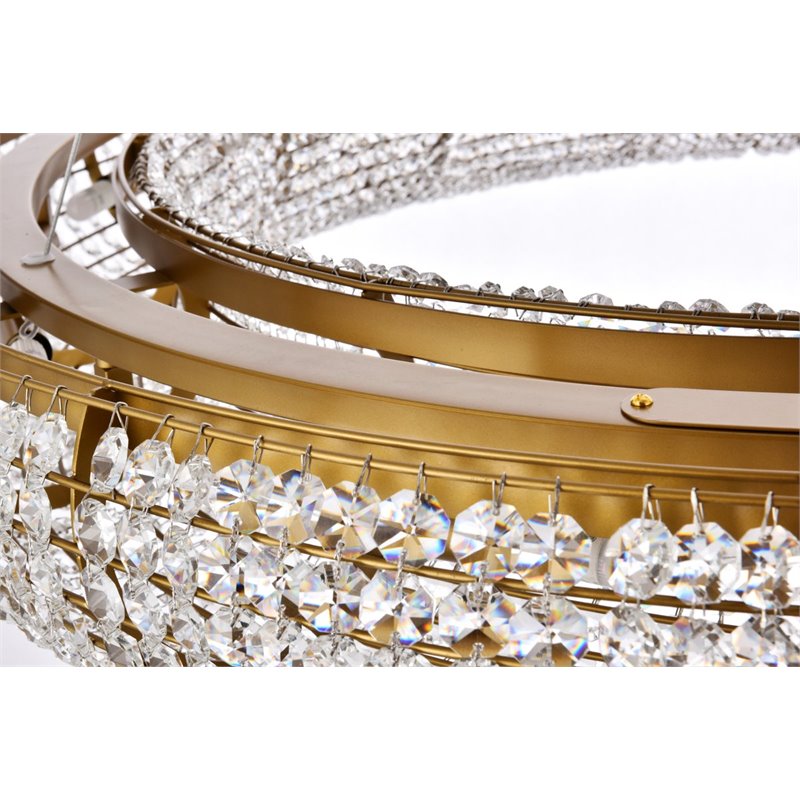 Elegant Lighting Paris 18 Lights Iron and Crystal Chandelier in Gold