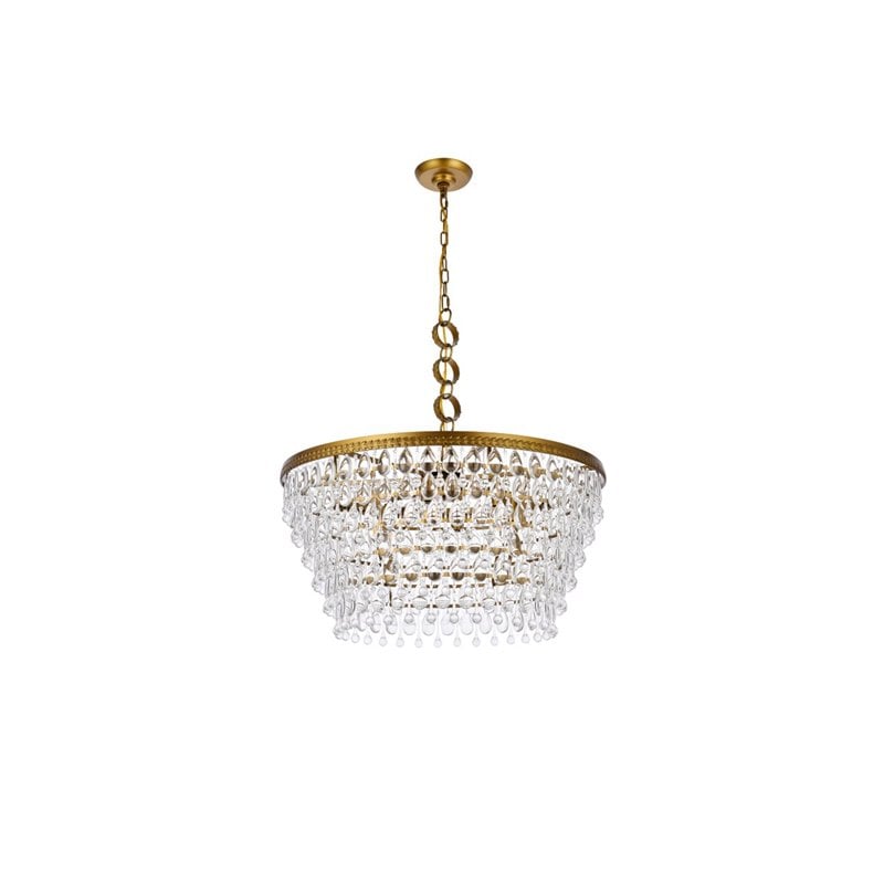 Elegant Lighting Nordic 6 Lights Iron and Crystal Chandelier in Brass
