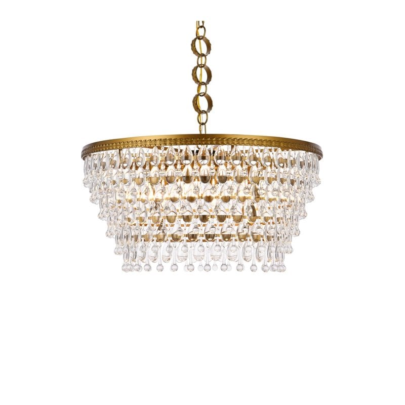 Elegant Lighting Nordic 6 Lights Iron and Crystal Chandelier in Brass