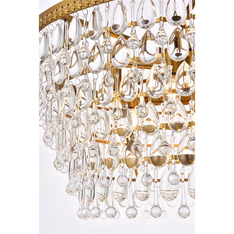 Elegant Lighting Nordic 6 Lights Iron and Crystal Chandelier in Brass