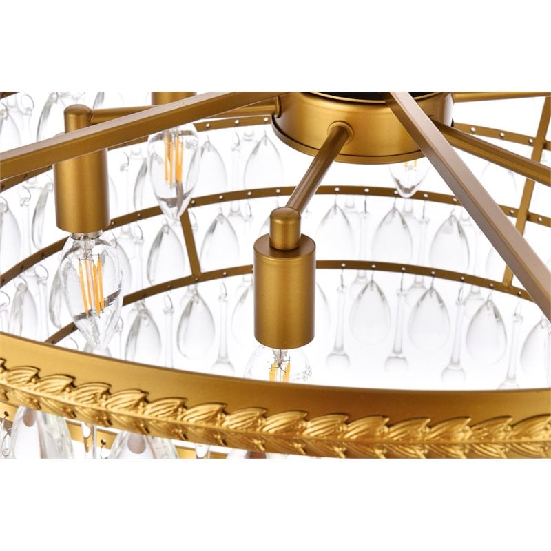 Elegant Lighting Nordic 6 Lights Iron and Crystal Chandelier in Brass