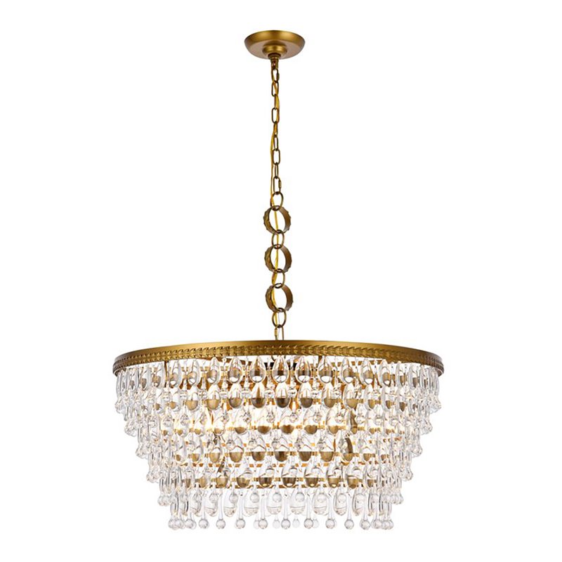 Elegant Lighting Nordic 6 Lights Iron and Crystal Chandelier in Brass