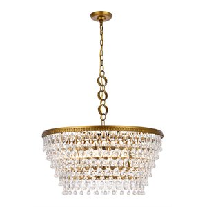 Elegant Lighting Nordic 6 Lights Iron and Crystal Chandelier in Brass