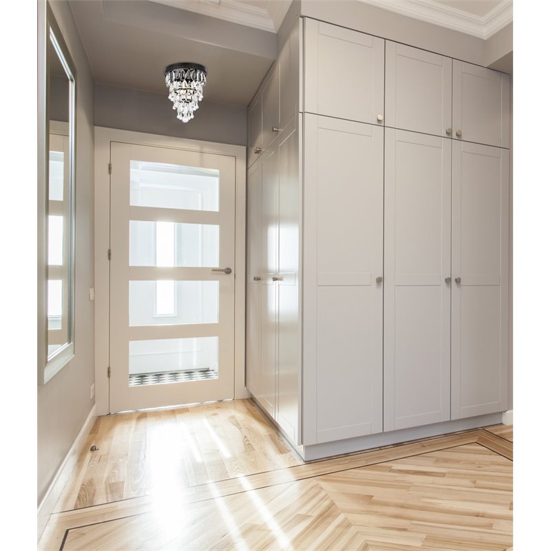 Elegant Lighting Nordic 1 Light Iron and Crystal Flush Mount in Black