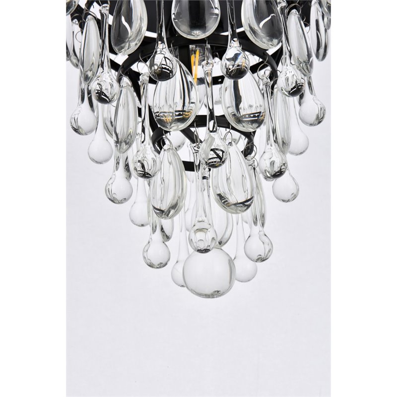 Elegant Lighting Nordic 1 Light Iron and Crystal Flush Mount in Black