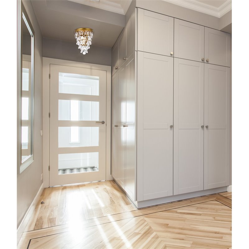 Elegant Lighting Nordic 1 Light Iron and Crystal Flush Mount in Brass