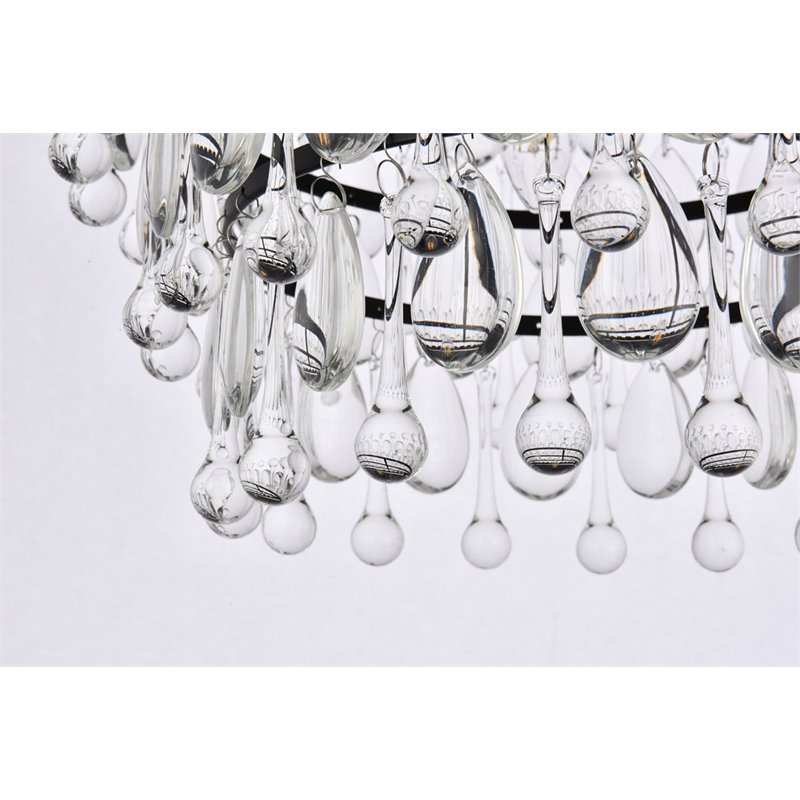 Elegant Lighting Nordic 3 Lights Iron and Crystal Flush Mount in Black