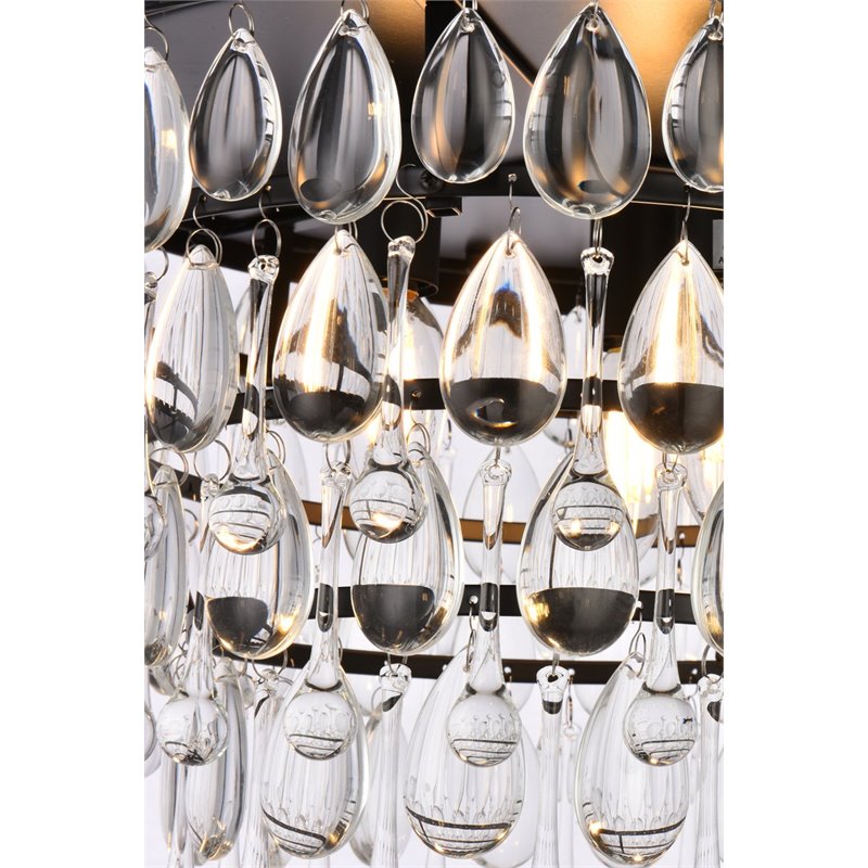 Elegant Lighting Nordic 3 Lights Iron and Crystal Flush Mount in Black