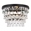 Elegant Lighting Nordic 3 Lights Iron and Crystal Flush Mount in Black