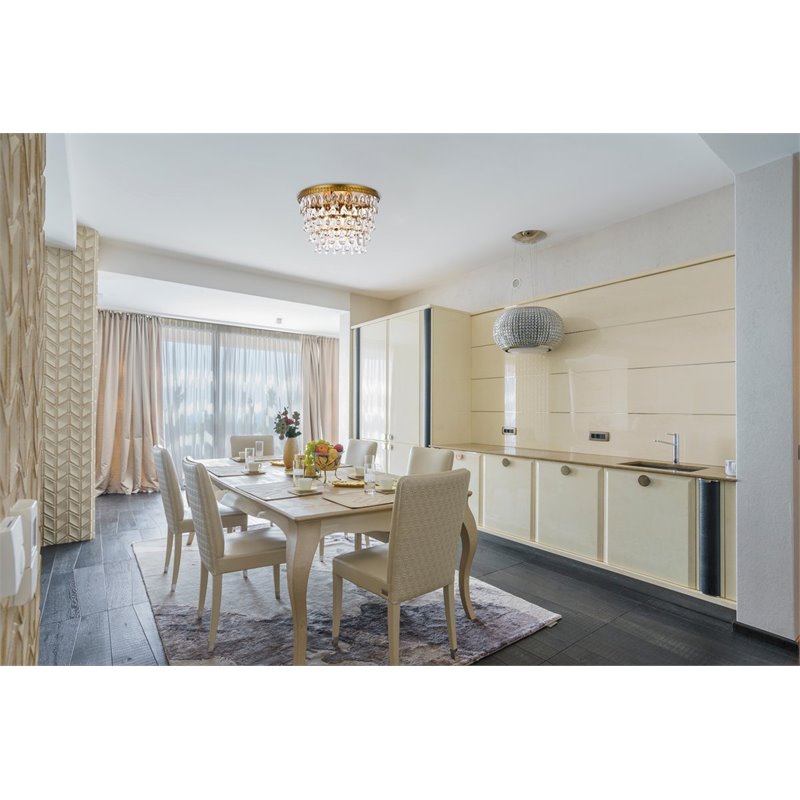 Elegant Lighting Nordic 3 Lights Iron and Crystal Flush Mount in Brass