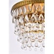 Elegant Lighting Nordic 3 Lights Iron and Crystal Flush Mount in Brass