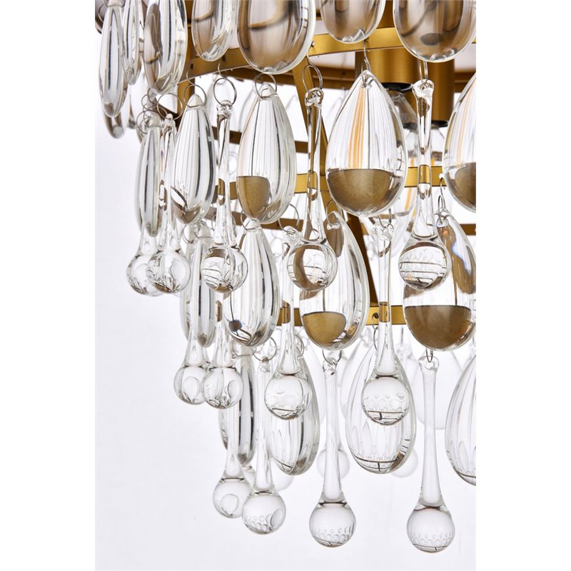 Elegant Lighting Nordic 3 Lights Iron and Crystal Flush Mount in Brass