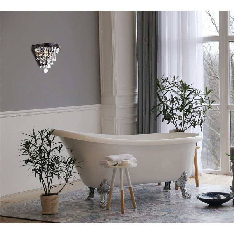 Elegant Lighting Nordic 1 Light Iron and Crystal Wall Sconce in Black