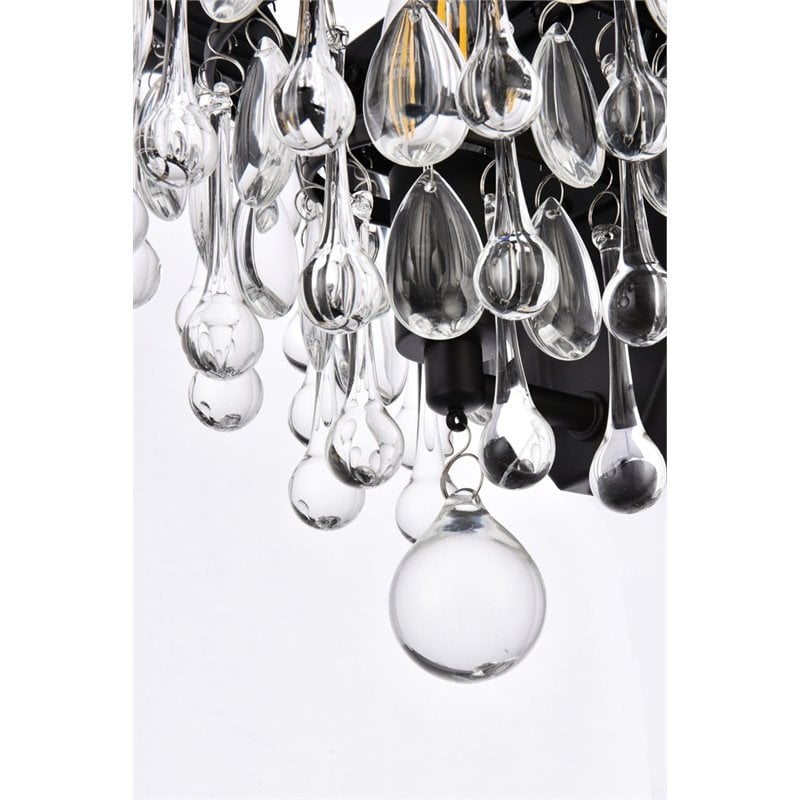 Elegant Lighting Nordic 1 Light Iron and Crystal Wall Sconce in Black