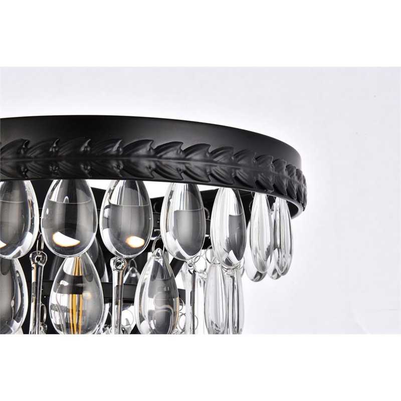 Elegant Lighting Nordic 1 Light Iron and Crystal Wall Sconce in Black