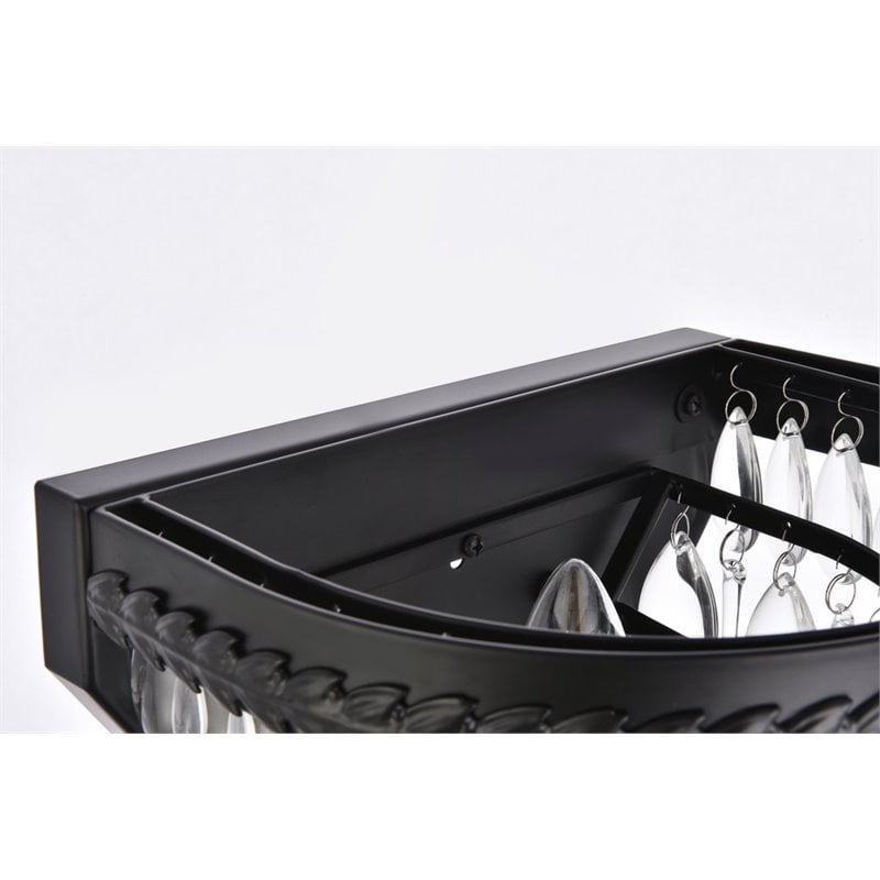 Elegant Lighting Nordic 1 Light Iron and Crystal Wall Sconce in Black