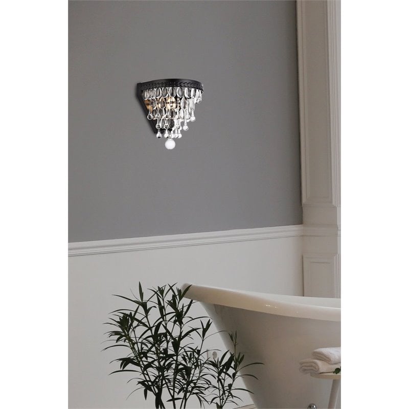 Elegant Lighting Nordic 1 Light Iron and Crystal Wall Sconce in Black