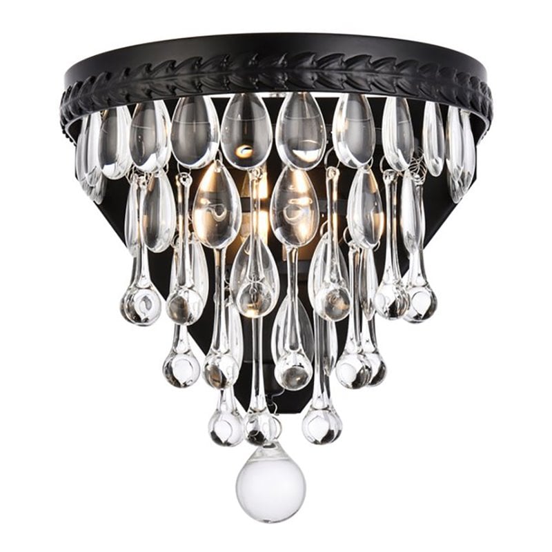 Elegant Lighting Nordic 1 Light Iron and Crystal Wall Sconce in Black