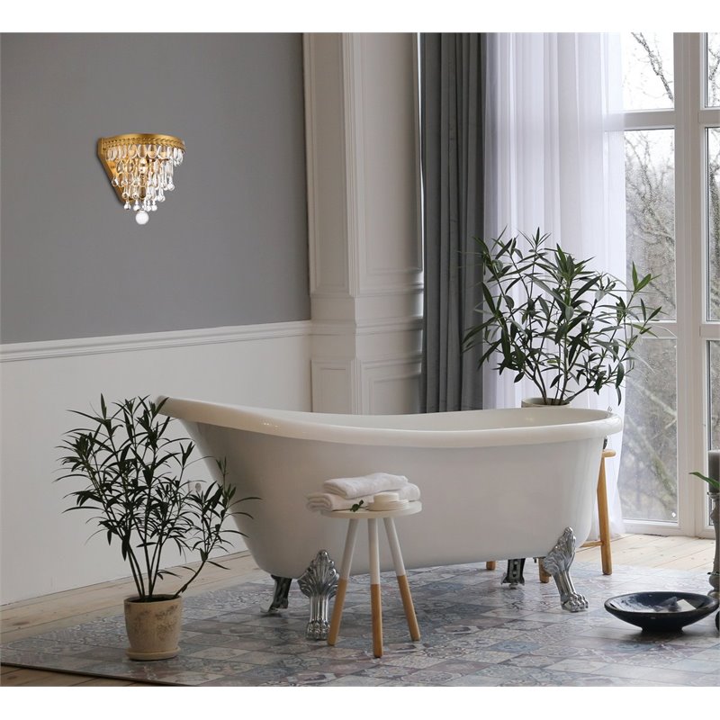 Elegant Lighting Nordic 1 Light Iron and Crystal Wall Sconce in Brass