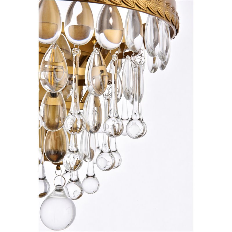 Elegant Lighting Nordic 1 Light Iron and Crystal Wall Sconce in Brass
