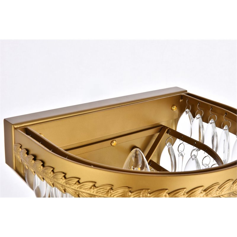 Elegant Lighting Nordic 1 Light Iron and Crystal Wall Sconce in Brass