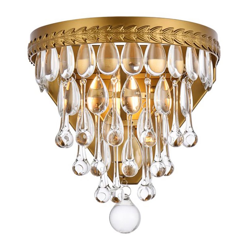 Elegant Lighting Nordic 1 Light Iron and Crystal Wall Sconce in Brass