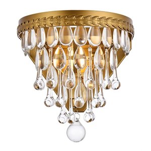 Elegant Lighting Nordic 1 Light Iron and Crystal Wall Sconce in Brass