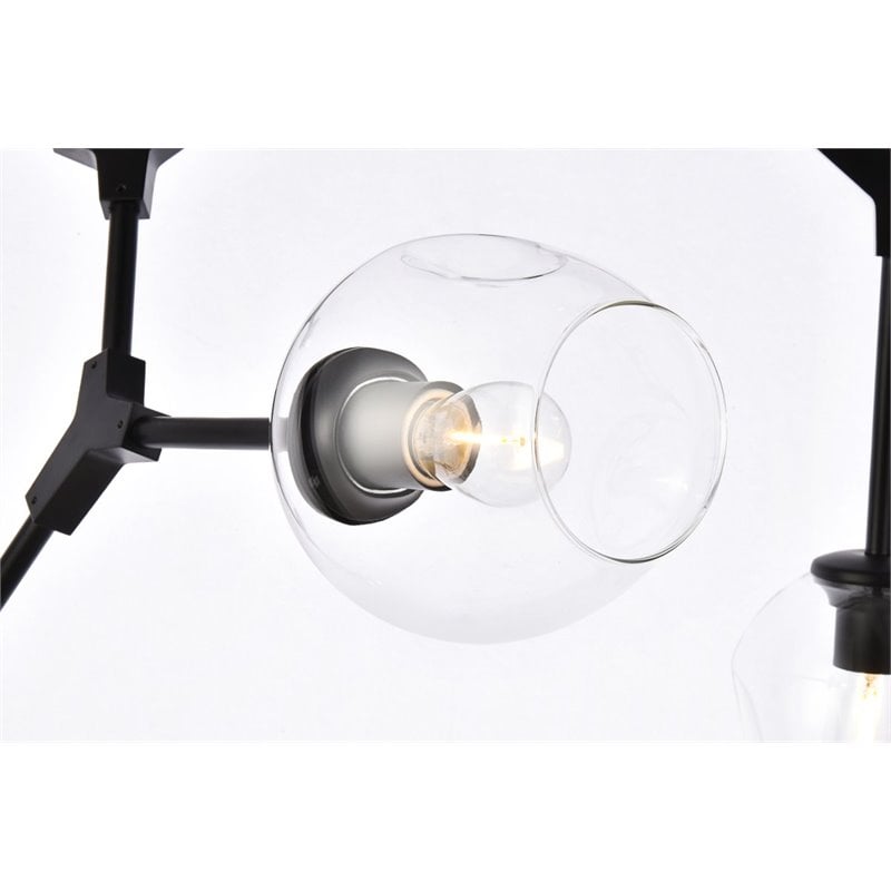 Elegant Lighting Cavoli 5 Lights Iron and Glass Chandelier in Black