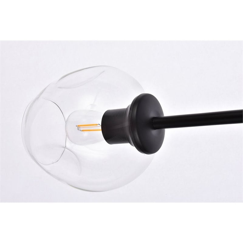 Elegant Lighting Cavoli 5 Lights Iron and Glass Chandelier in Black