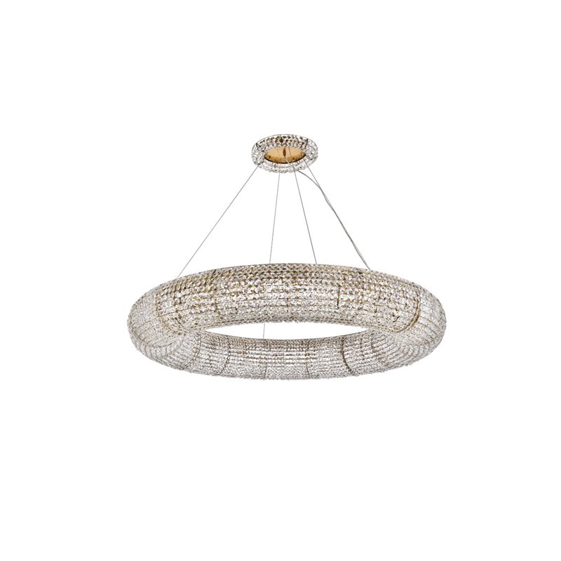 Elegant Lighting Paris 20 Lights Iron and Crystal Royal Cut Chandelier in Brass