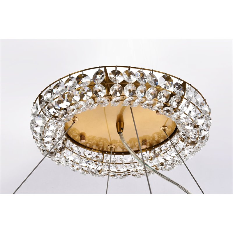 Elegant Lighting Paris 20 Lights Iron and Crystal Royal Cut Chandelier in Brass