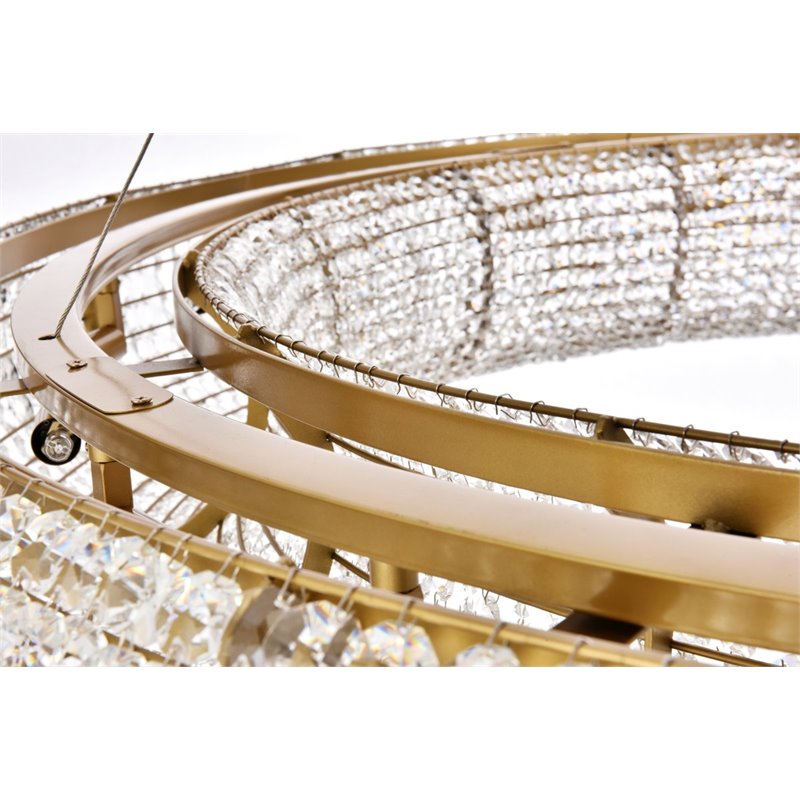 Elegant Lighting Paris 20 Lights Iron and Crystal Royal Cut Chandelier in Brass