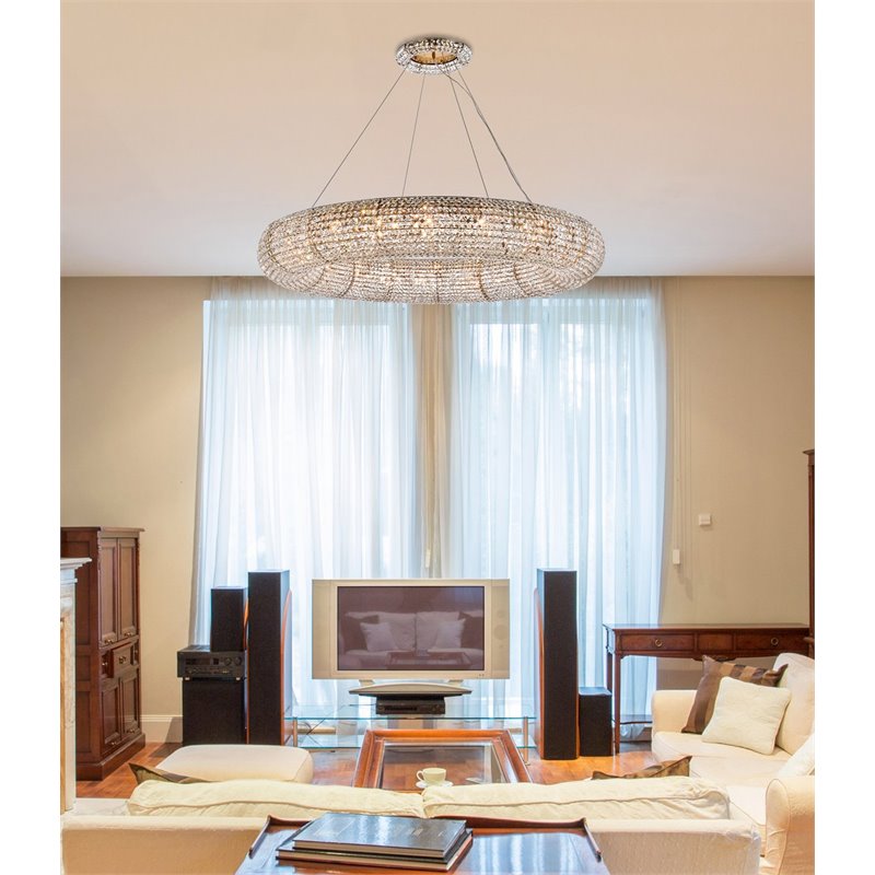 Elegant Lighting Paris 20 Lights Iron and Crystal Royal Cut Chandelier in Brass
