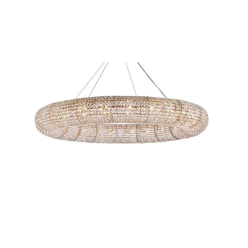 Elegant Lighting Paris 24 Lights Iron and Crystal Royal Cut Chandelier in Brass