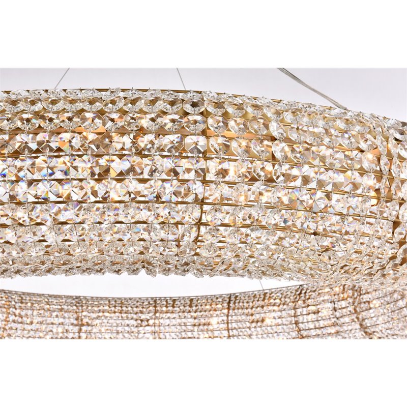 Elegant Lighting Paris 24 Lights Iron and Crystal Royal Cut Chandelier in Brass