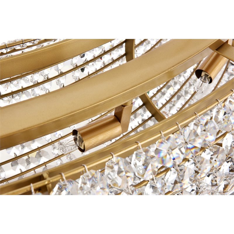 Elegant Lighting Paris 24 Lights Iron and Crystal Royal Cut Chandelier in Brass