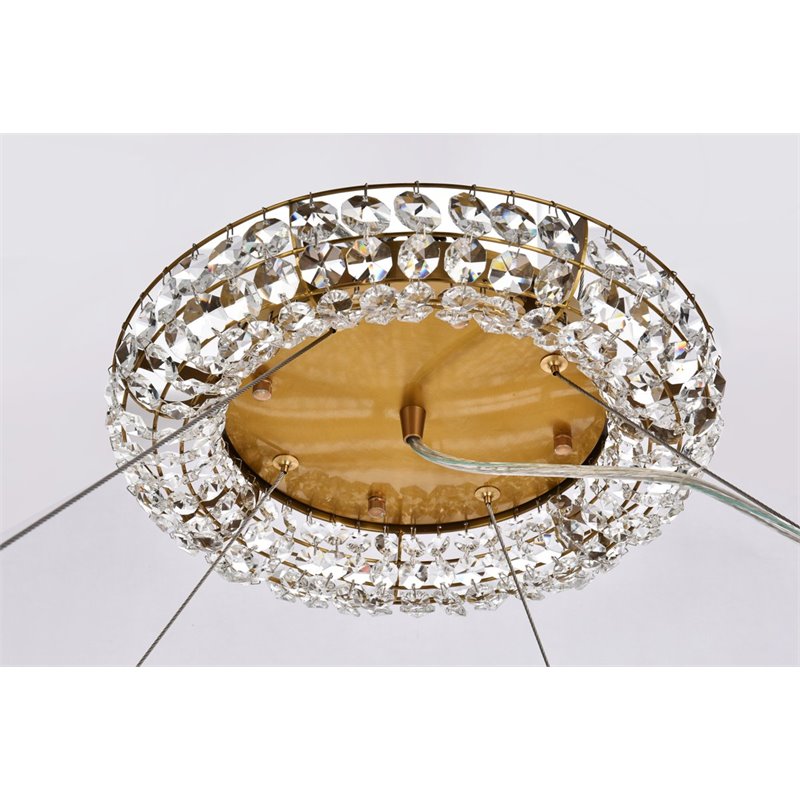Elegant Lighting Paris 24 Lights Iron and Crystal Royal Cut Chandelier in Brass