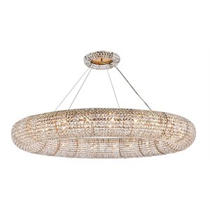 Elegant Lighting Paris 24 Lights Iron and Crystal Royal Cut Chandelier in Brass