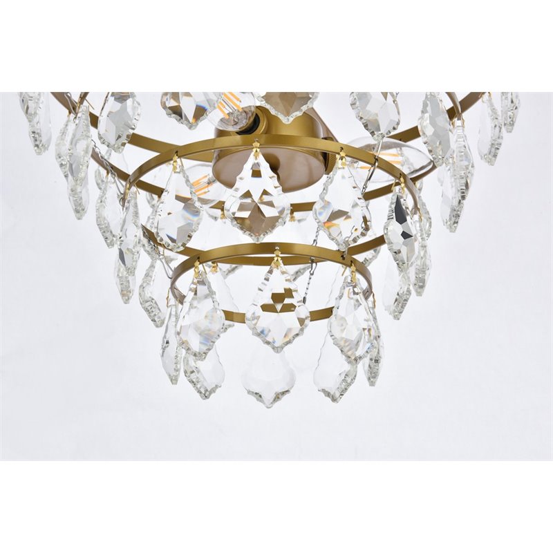 elegant lighting ella 14&quot iron and crystal flush mount in brass