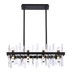 Elegant Lighting Serena 30&quot Rectangle Iron and Crystal Chandelier in Black