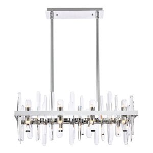 Elegant Lighting Serena 30&quot Rectangle Iron and Crystal Chandelier in Chrome
