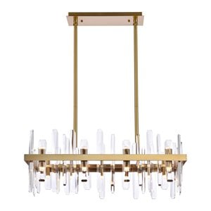 Elegant Lighting Serena 30&quot Rectangle Iron and Crystal Chandelier in Satin Gold